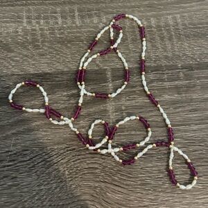 vintage Japanese freshwater pearl necklace with pink crystal